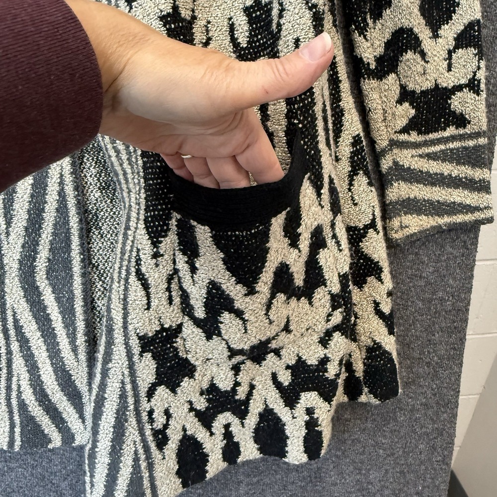 Lucky Brand Sz XL Tribal Print‎ Aztec Western Cardigan Open Front Woven Sweater - Picture 12 of 12
